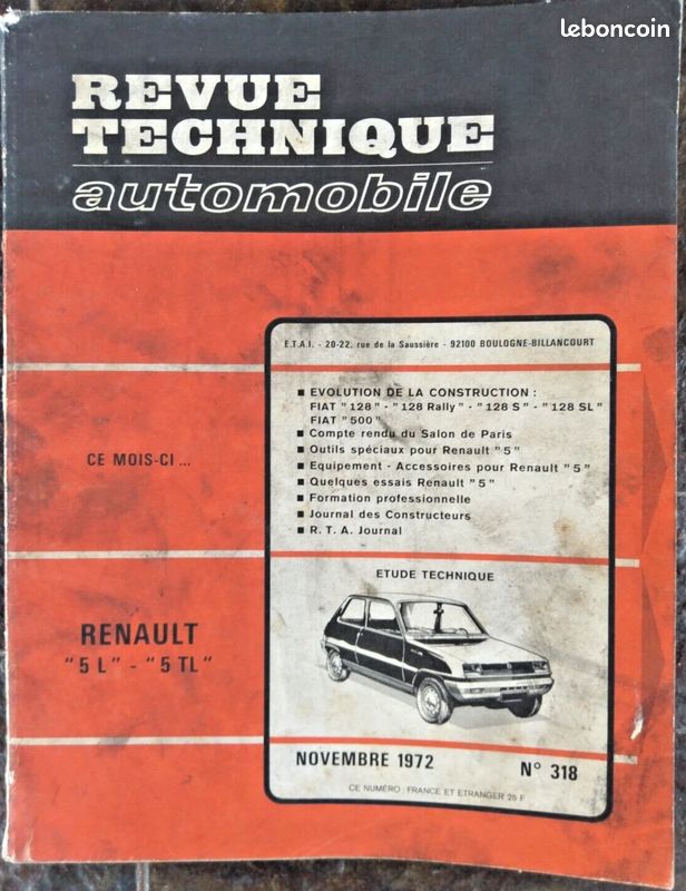 Revue Technique RENAULT 5 L et 5 TL (image 9)