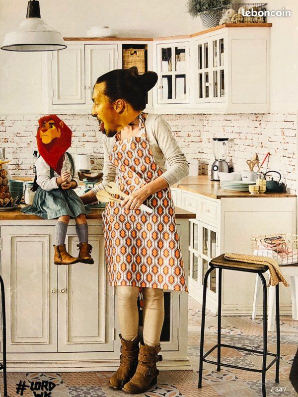 Tableau art collage humour, zlatan ibrahimovic en cuisine (image 1)