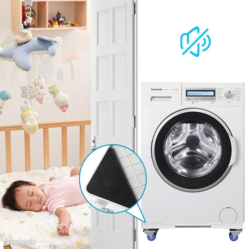 JEEWHEET Support de Machine à Laver, Base avec 4 Roues Pivotantes, Réglable Longueur 41-64cm, Charge 300 kg Anti Vibration Réduction du Bruit pour Réfrigérateur/Machine à Laver/Sèche-linge (image 8)