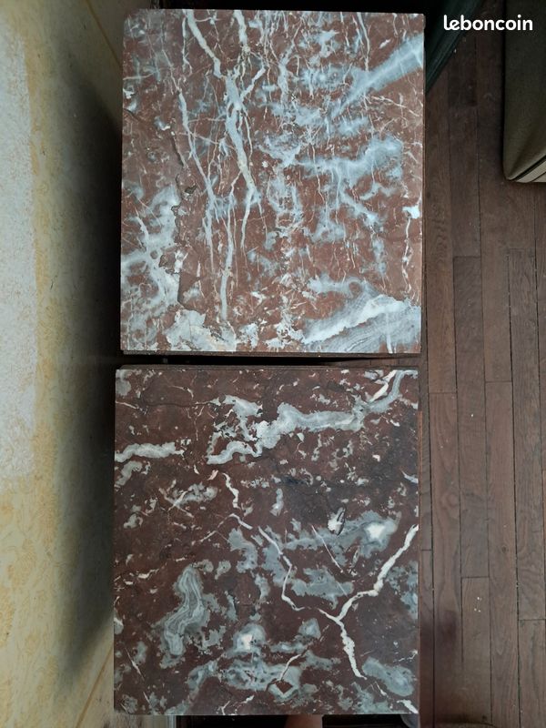 Lot de 2 chevets Art Déco chêne massif + dessus marbre - années 30 (image 3)