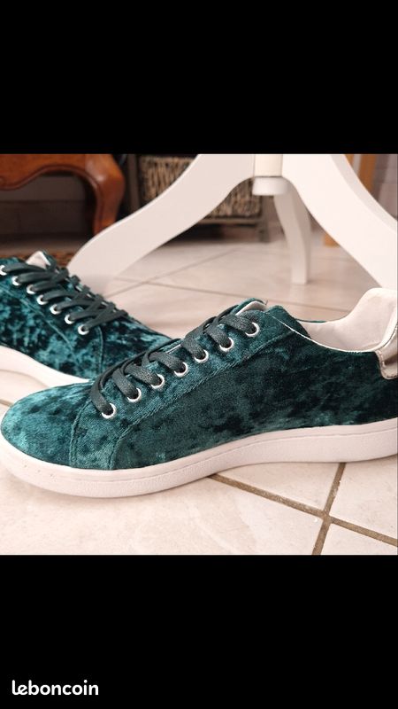 Sneakers Mellow Yellow Vertes/Argent en velours (image 8)