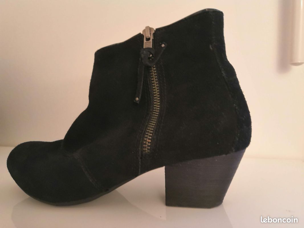 Bottines femme daim noir (39) (image 3)