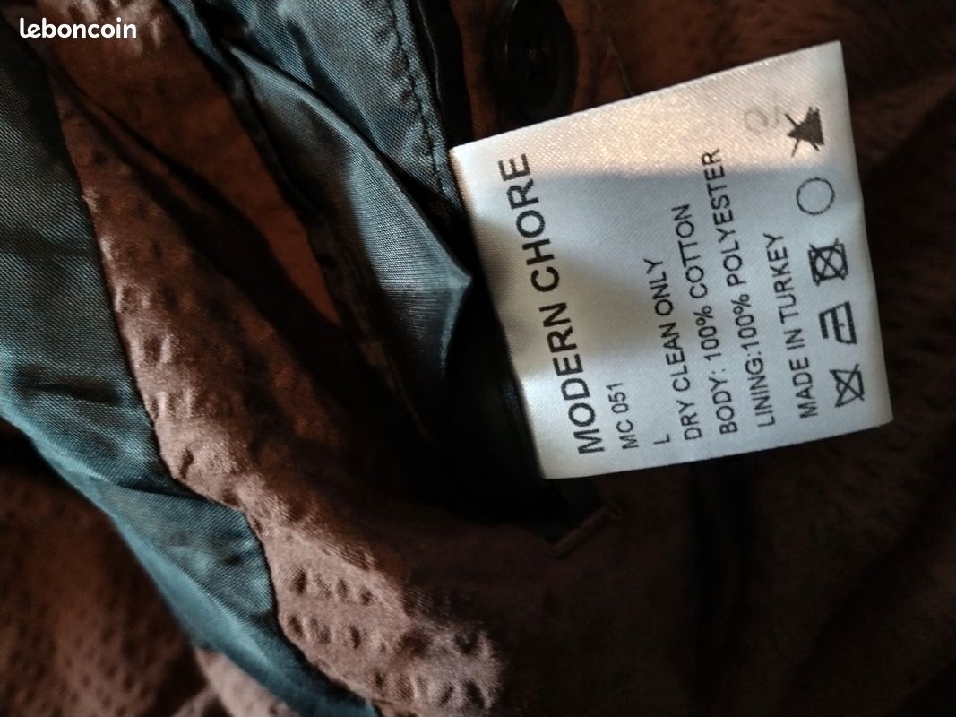 Veste Blazer Modern Chore En Seersucker - Taille L Marron - Neuf Avec étiquettes - Pour Homme