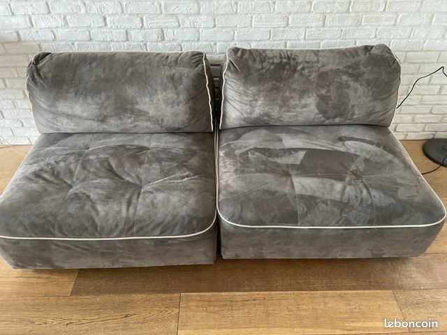 Magnifiques Fauteuil gris (X 2) Vintage en micro-fibres (image 4)