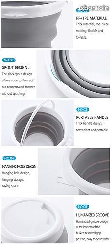 NEUF. Seau Pliable - 10litres en Silicone (image 5)