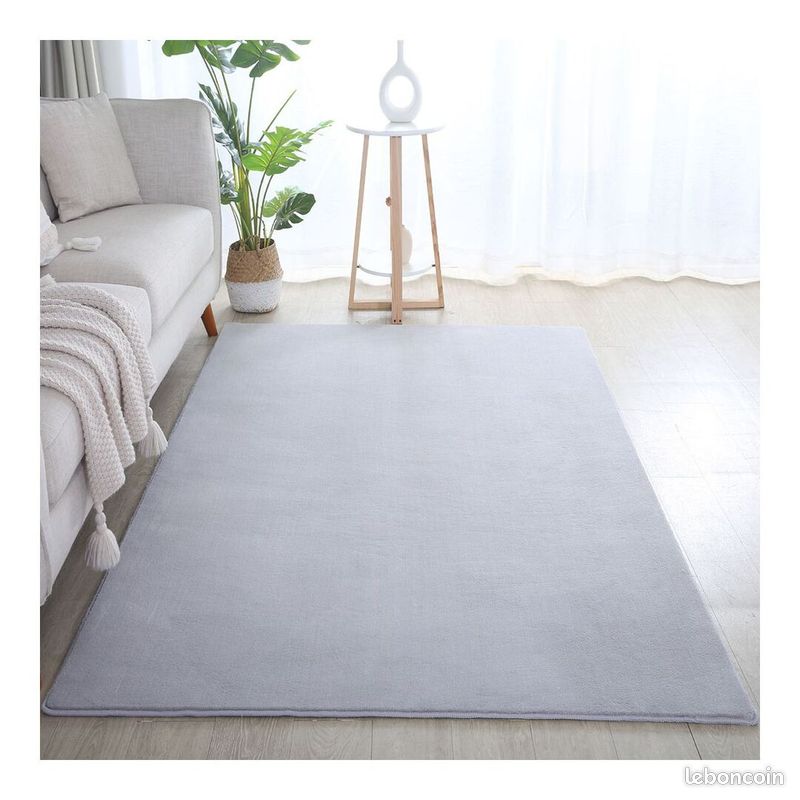 Tapis en microfibre doux uni antidérapant Lars Argenté 60x110 (image 3)