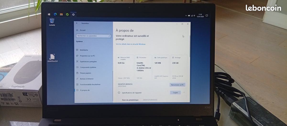 Oops | PC Portable - LENOVO - Thinkpad - X390 - 13,3" FHD - i5-8265U - RAM 8 Go - 256Go - Win 11 (image 1)