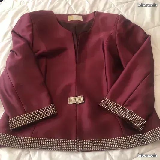 Tailleur Jupe Rouge Doublé, Taille 44, Très Bon état D'occasion - Style Costume élégant