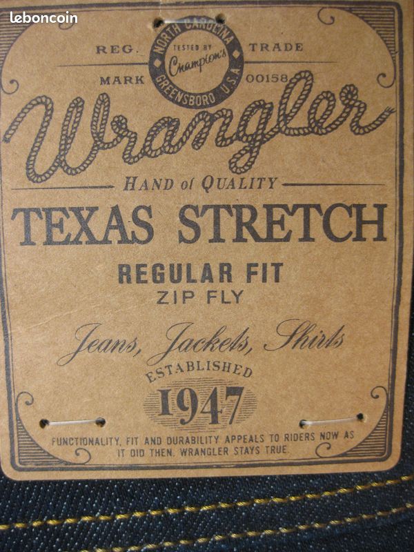 JEANS BLEU DENIM BRUT NEUF W 33 L 32 (US) marque WRANGLER (image 5)
