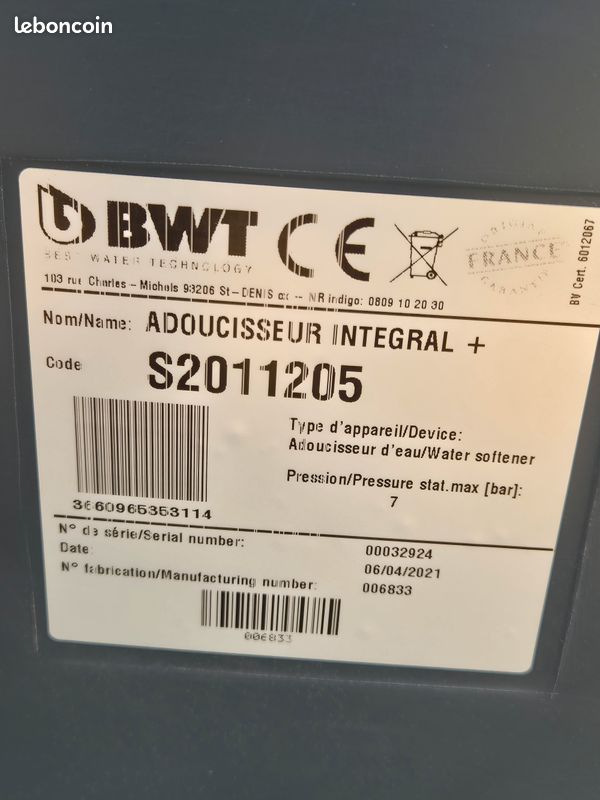 Adoucisseur d'eau CPED intégral+ 26 litres 220V (image 12)