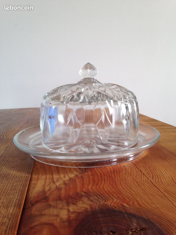 Magnifique Cloche à Fromages Vintage Avec Plateau Cristal – Transparent