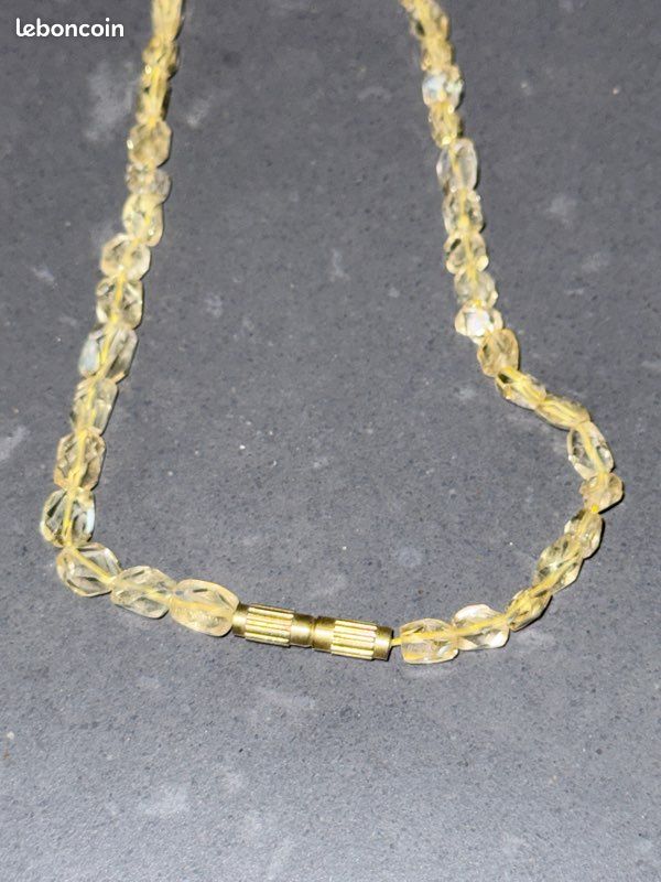 Collier de véritables pierres de citrine jaune facettées de 50 cm fermoir doré (image 2)