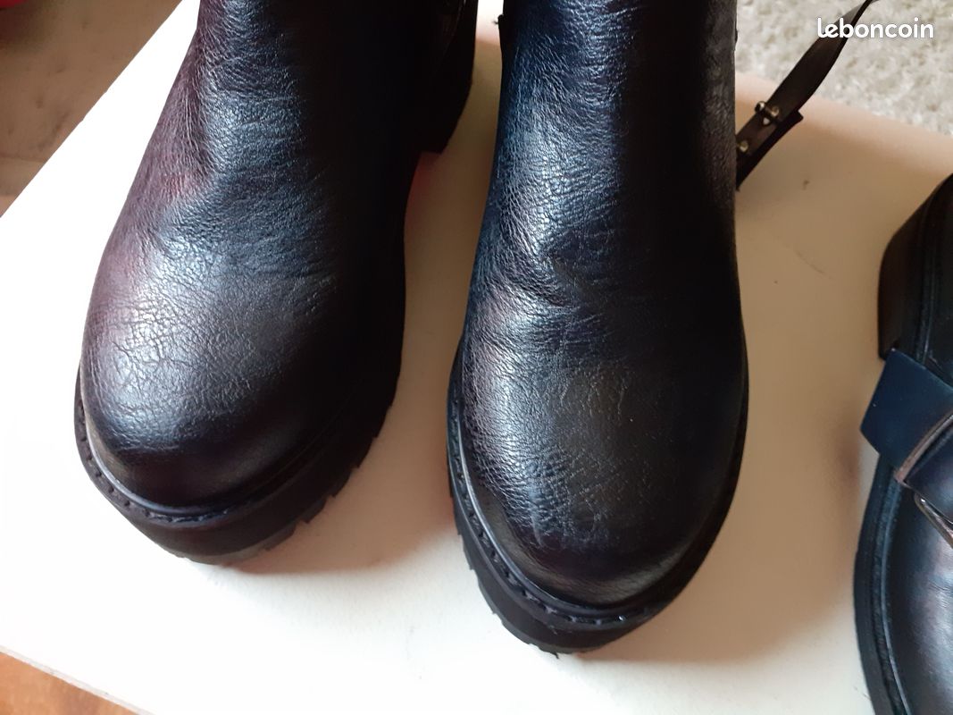 2 paires de bottines noir 1 paire compensées, 1 paire plates (image 5)
