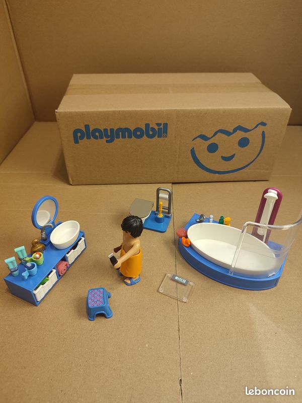 Baignoire Ovale Grise Playmobil Pour Maison - Accessoire Occasion, Parfait Pour Les Figurines Et Le Jeu