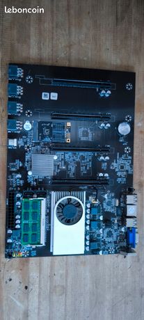 Carte MèRe B75 BTC Mining avec CPU + Câble 4 Broches Vers SATA + Câble