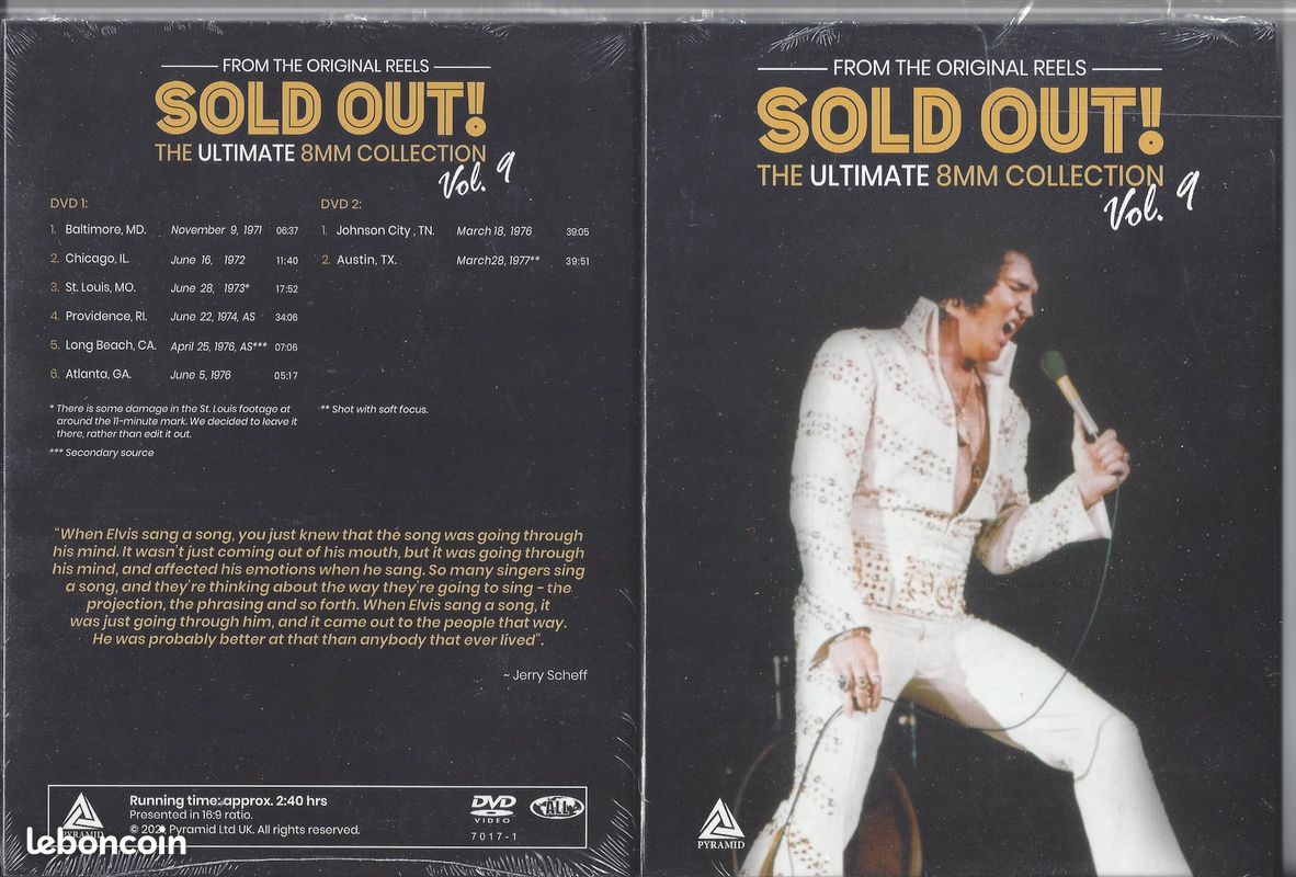 Elvis presley sold out vol 1 Newly Restored au vol 20 deluxe digipack 40 dvd discs originaux +45 heures de concerts avec son direct Label Pyramid Collection complète sous blister ultra méga rare (image 11)