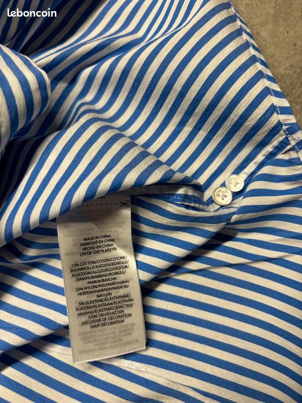 Chemise Ralph Lauren 100% coton bleue à rayures logo brodé premium | Taille 0 -> XS #SLCM70 (image 5)