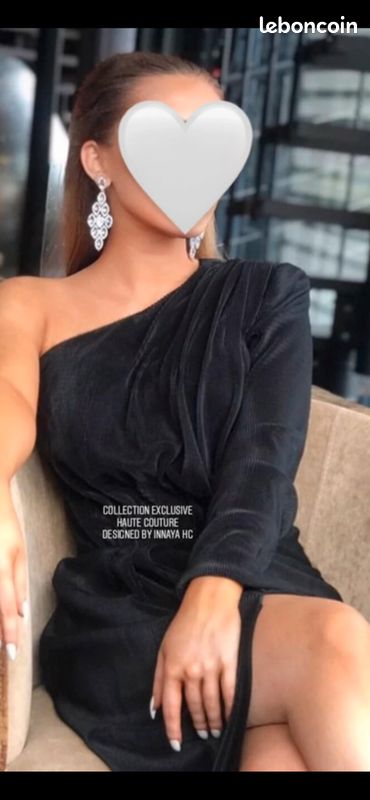 Robe de soirée one shoulder noir taille 36/38 , designer turc (image 1)