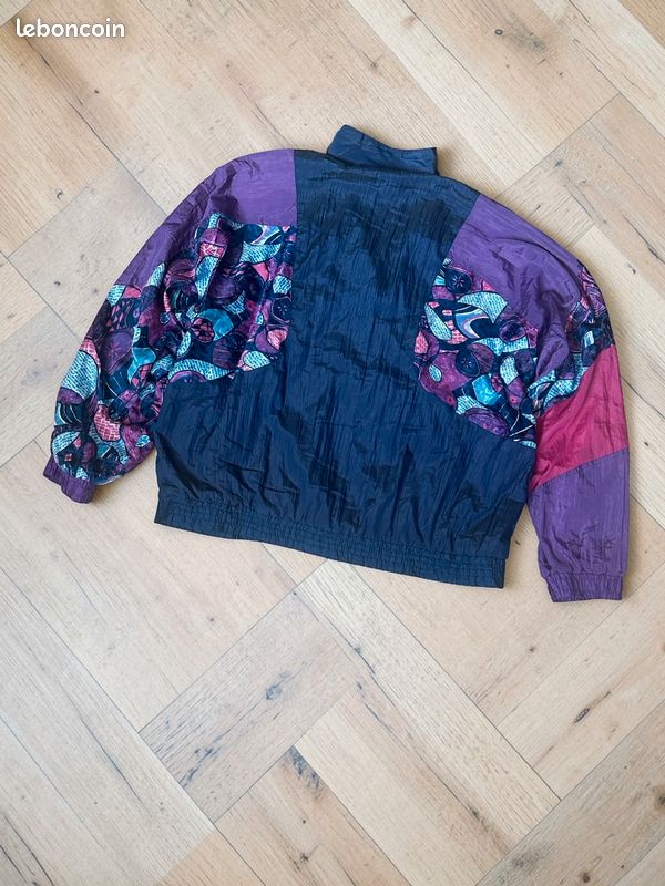 Veste Coupe-vent Vintage Athletic Works - Femme Taille L - Nylon Violet - Années 80