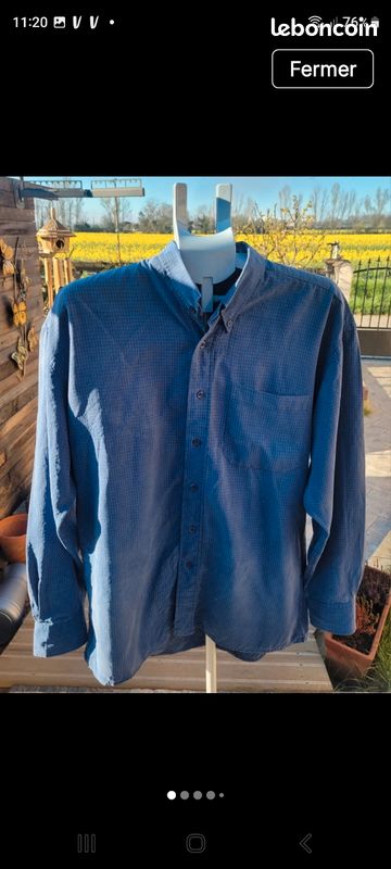 Chemise Regular fit en flanelle de coton uni bleu marine