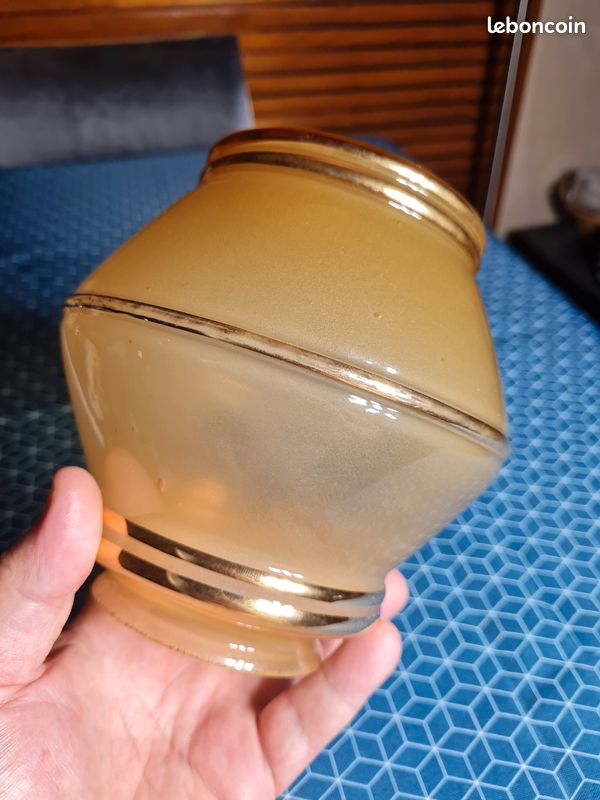 Abat-jour globe verre couleur miel pour lampe ou luminaire vintage art déco (image 5)