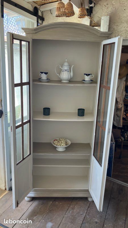 Vitrine ou bibliothèque en bois relookée (image 3)