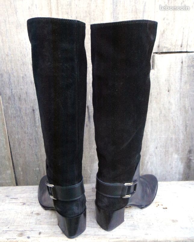 Bottes Sergio Rossi Python Daim Noir - Taille 36/36.5, Style Over The Knee, Talon Haut - NEUVES