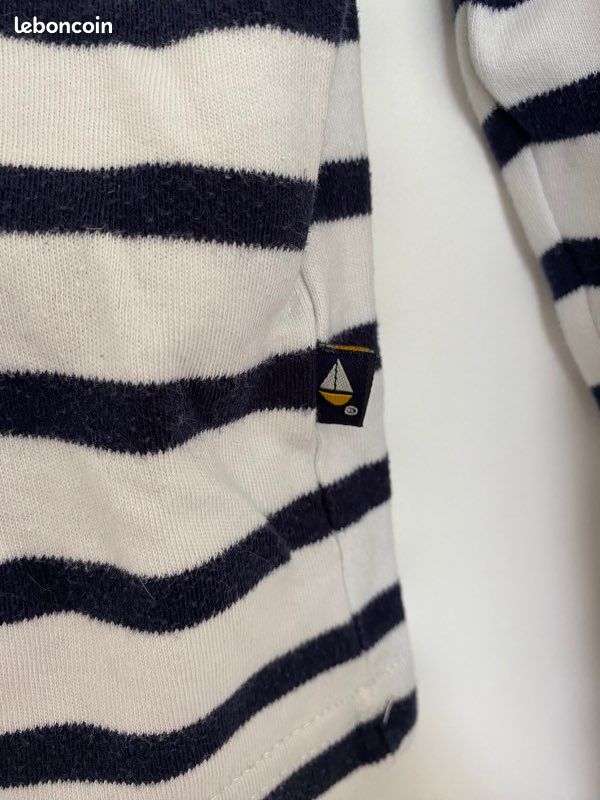 Tee shirt à manches longues sweat pull marinière bleu marine (image 10)