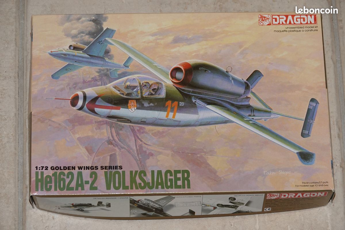 Maquette DRAGON 1/72ème Avion He162A-2 VOLKSJAGER (image 1)