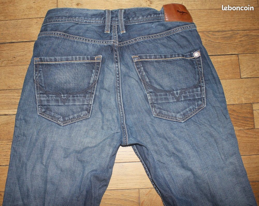 Jean Pepe Jeans Homme Taille 38 (W28 L34) Couleur Bleu Flint - Coupe Droite, Occasion Très Bon état