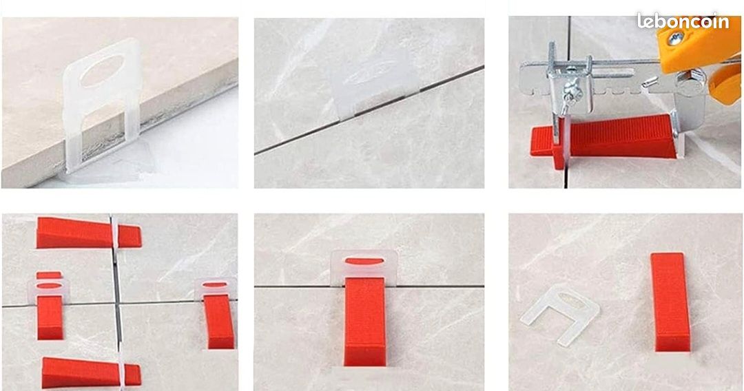 Croisillon autonivelant pour carrelage kit 200 clips (2mm) + 100 cales + 1 pince +calfeutrage joints (image 5)