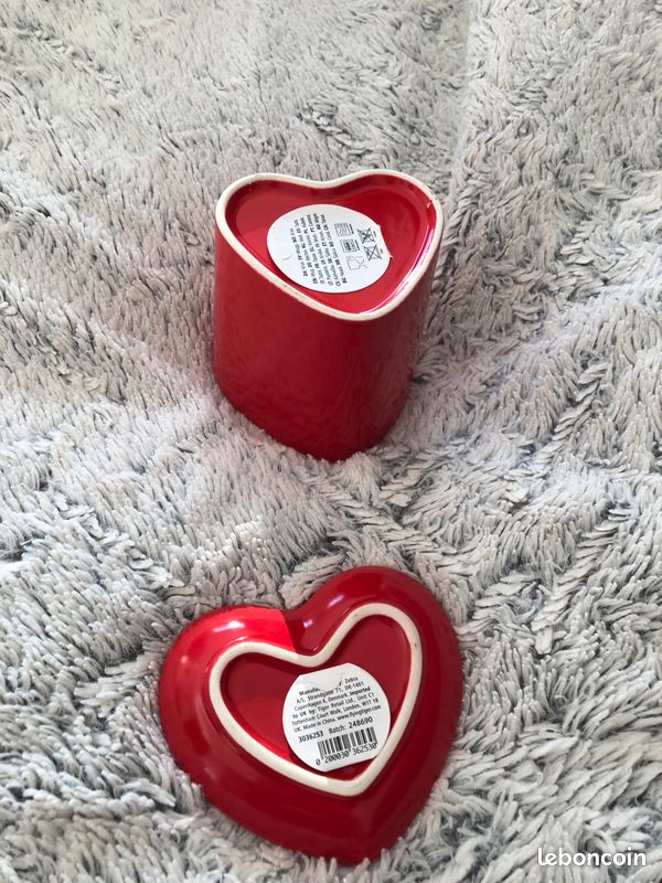 Tasse mug en forme de cœur, avec sa petite coupelle (image 2)