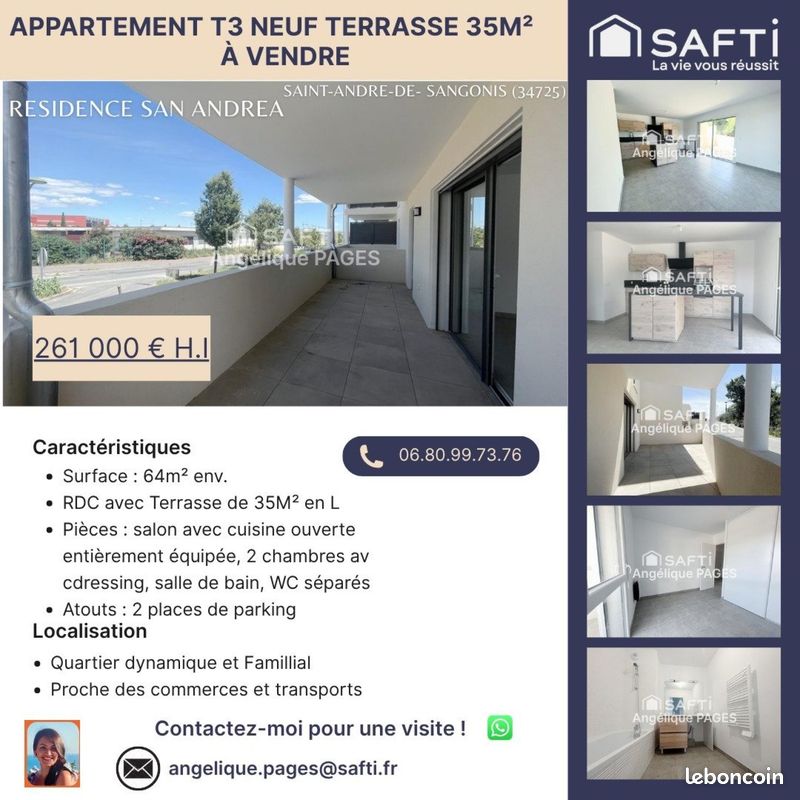Appartement 3 pièces 64 m² · à Saint-André-de-Sangonis · 64 m² · 261 000 €