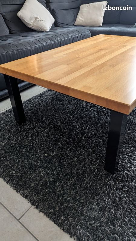 Table basse industriel hêtre massif (image 2)