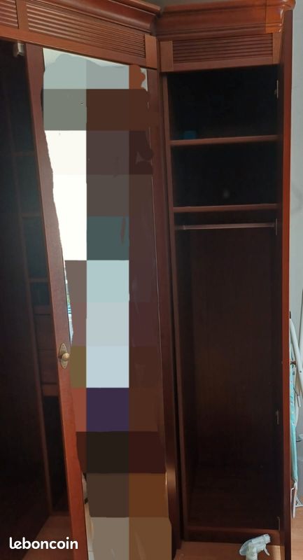 Armoire-Dressing d'angle merisier massif CELIO(3 parties dissociables) (image 5)
