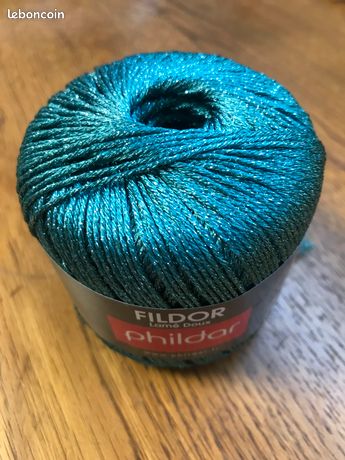 Lot De 9 Pelotes Phildar Fildor Emeraude - 50 G Chacune, Viscose, Turquoise, Pour Tricot/crochet