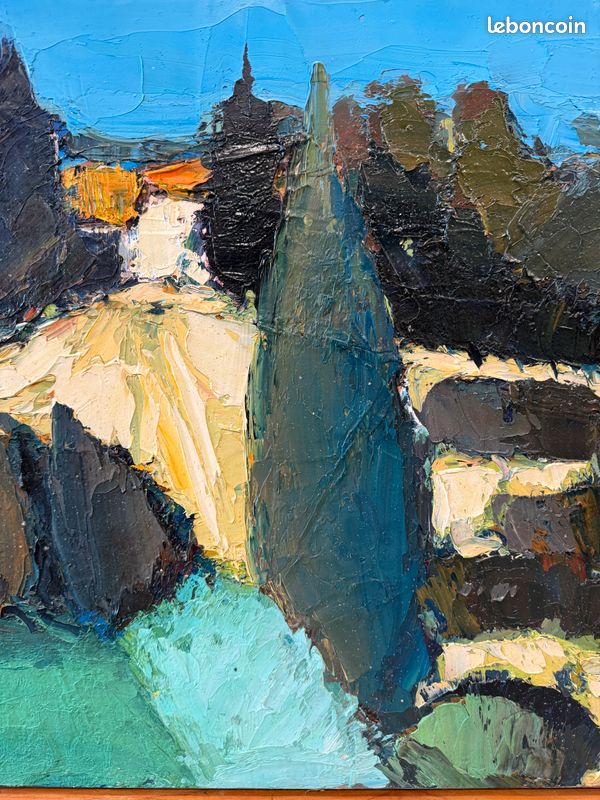 Tableau Original Huile Sur Toile - La Côte Bleue Au Couteau - Lucien Dorée