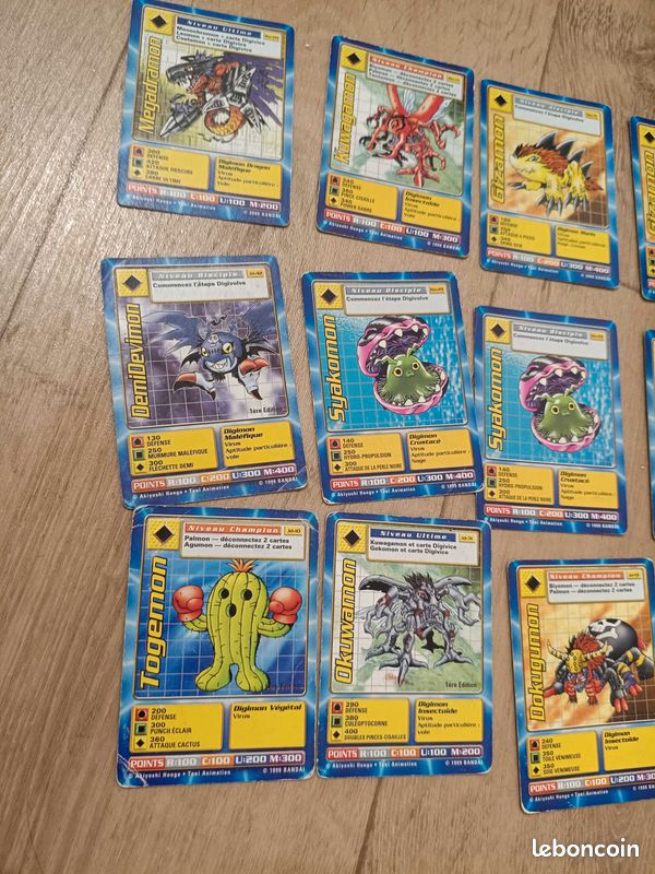 Lot de 16 cartes Digimon jaune Cartes en français De état moyen à très bon état (image 2)