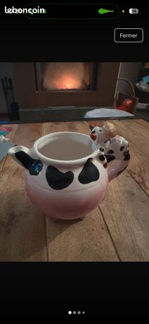 Théière + tasse en ceramique vache 15x14x12 - Maison