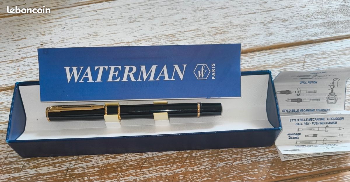Stylo Bille Waterman CF Laqué Noir - Ancien, Comme Neuf, Jamais Utilisé - Avec Recharge