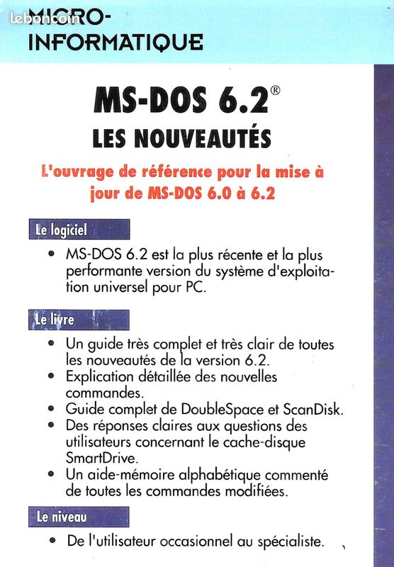 "MS-DOS 6.2 / Guide complet de Doublespace". Biélu et Virga - Ed. Marabout (1994) (image 2)