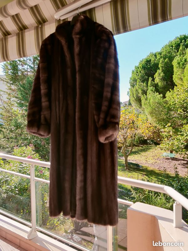 Manteau Femme Vison Pleine Peau - Taille 46, Occasion Très Bon état, Vintage, Doublure Satin