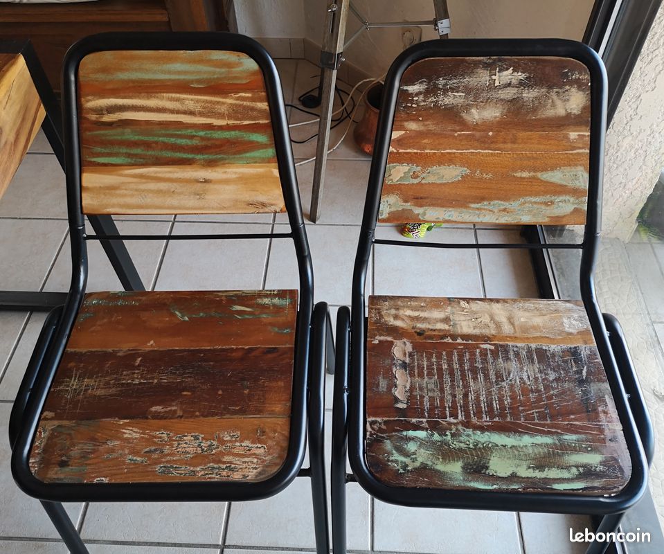 Lot 6 chaises bois métal style vintage (image 4)