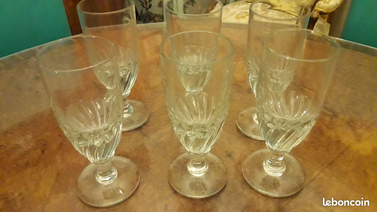 6 anciens grands verres bistrot à absinthe bzt03 (image 9)