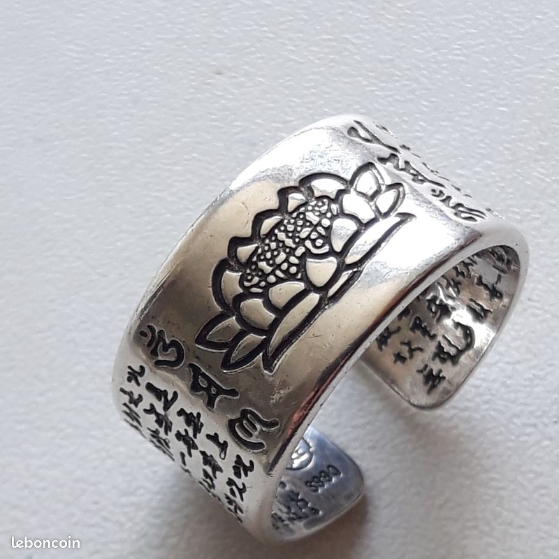 Bague Lotus et Mantra Bouddhiste Argent 990 (image 4)