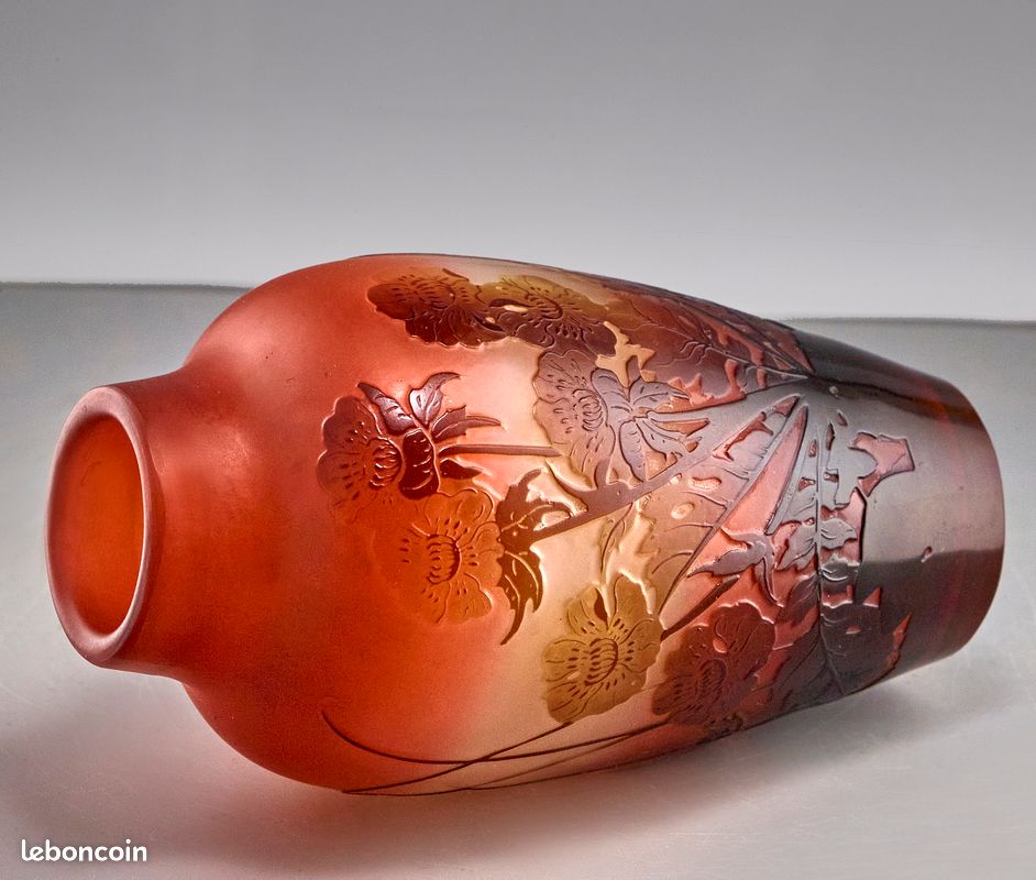 Vase En Verre Style Galle 'fleur De Cerisier' - Réplique Rétro, Décoration Multicolore, Neuf