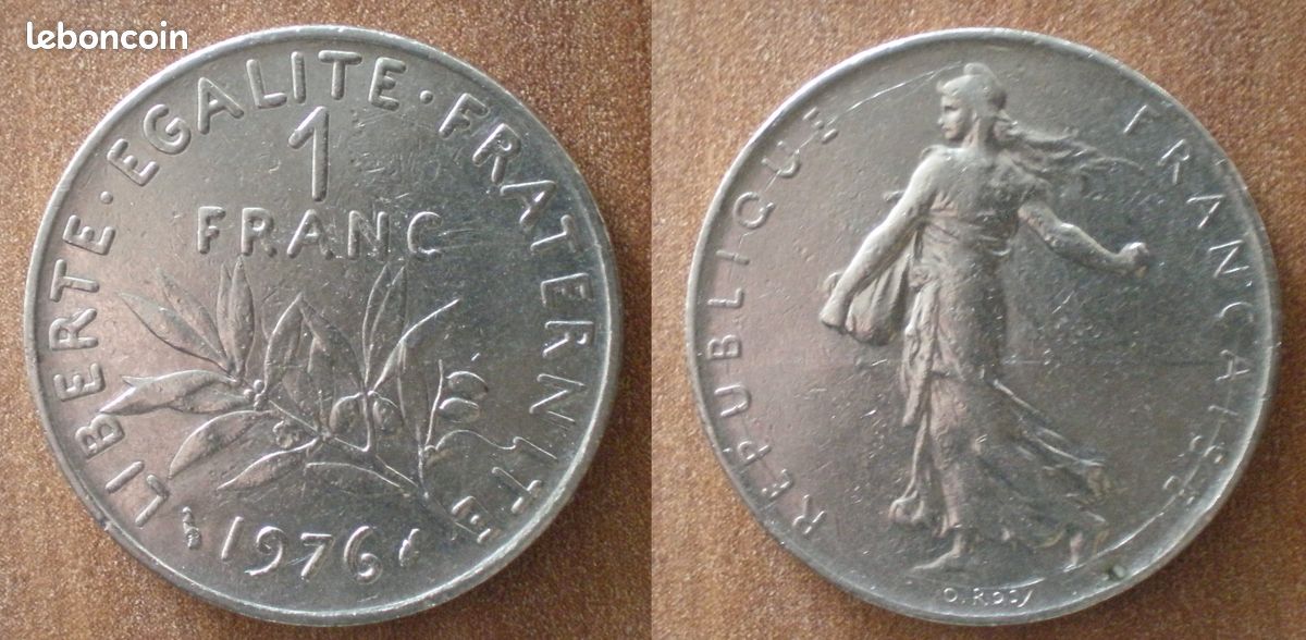 France 1 franc 1976 KM# 925.1 (1976) - France
