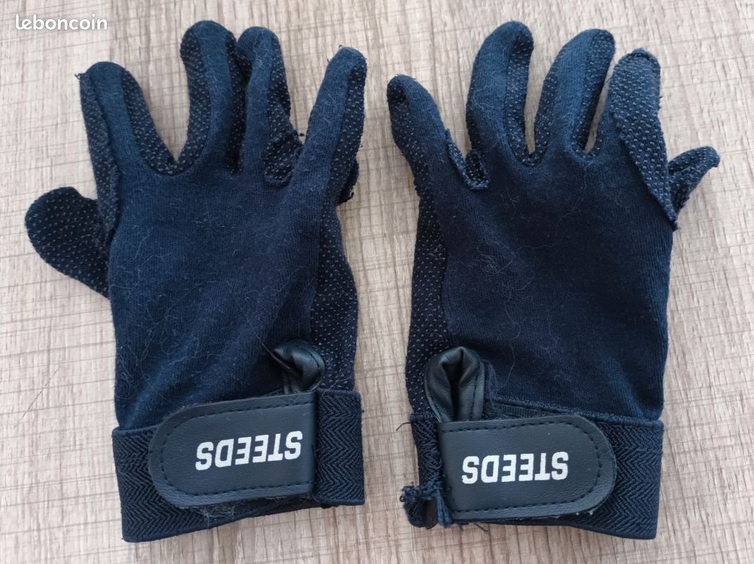 Gants D'équitation Enfant Thapower, Hiver, Taille 10-12 Ans, Noirs Avec Paume Silicone