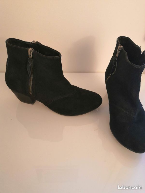 Bottines femme daim noir (39) (image 1)