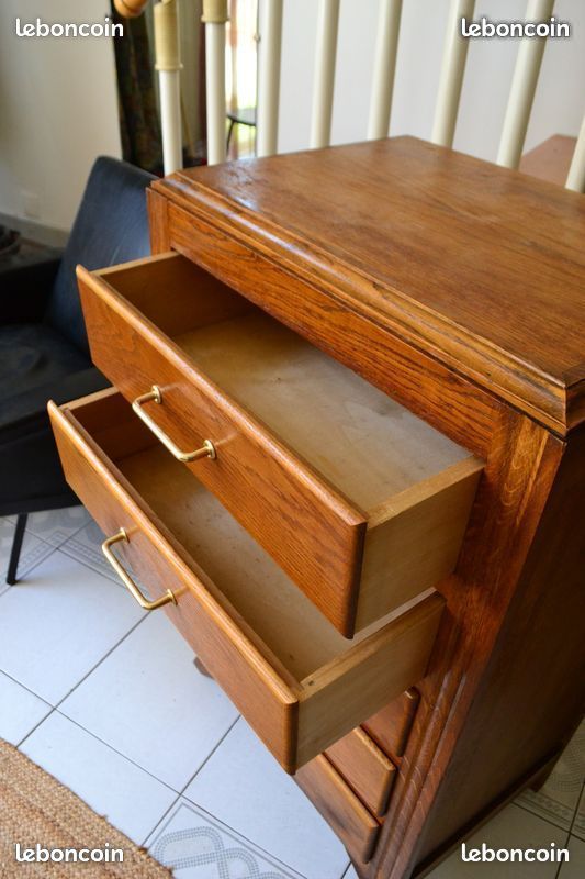 Chiffonnier vintage commode pied compas 60s chêne (image 4)